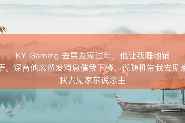 KY Gaming 去男友家过年，他让我睡地铺，我没话语。深宵他忽然发消息催我下楼，说随机带我去见家东说念主