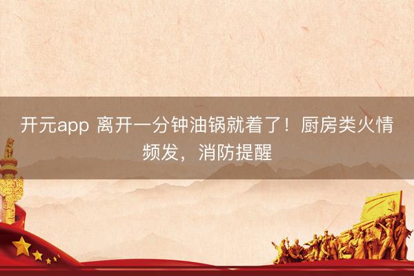 开元app 离开一分钟油锅就着了！厨房类火情频发，消防提醒