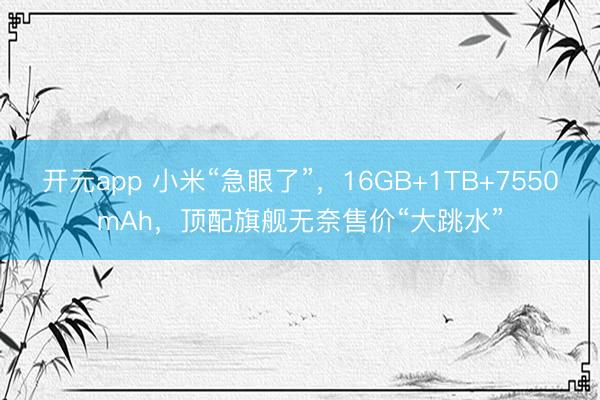 开元app 小米“急眼了”，16GB+1TB+7550mAh，顶配旗舰无奈售价“大跳水”
