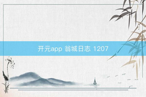 开元app 翁城日志 1207