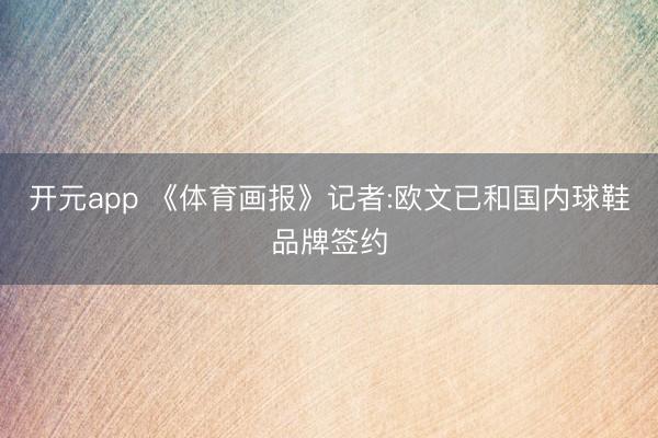 开元app 《体育画报》记者:欧文已和国内球鞋品牌签约