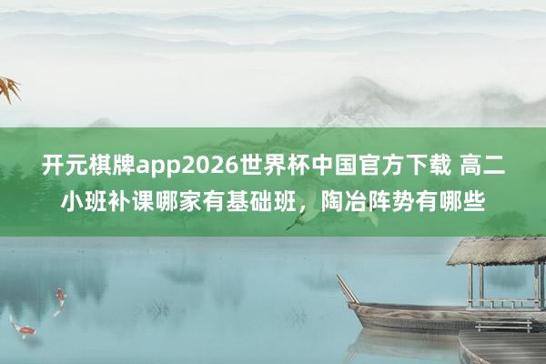 开元棋牌app2026世界杯中国官方下载 高二小班补课哪家有基础班,陶冶阵势有哪些