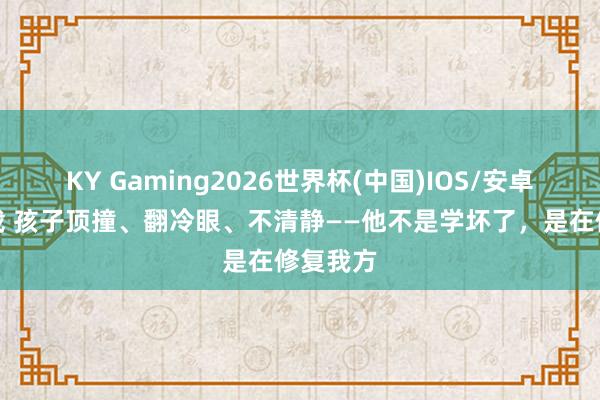 KY Gaming2026世界杯(中国)IOS/安卓官方下载 孩子顶撞、翻冷眼、不清静——他不是学坏了，是在修复我方