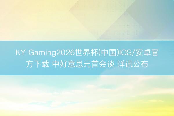 KY Gaming2026世界杯(中国)IOS/安卓官方下载 中好意思元首会谈 详讯公布