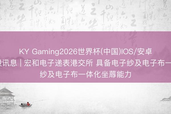 KY Gaming2026世界杯(中国)IOS/安卓官方下载 新股讯息 | 宏和电子递表港交所 具备电子纱及电子布一体化坐蓐能力