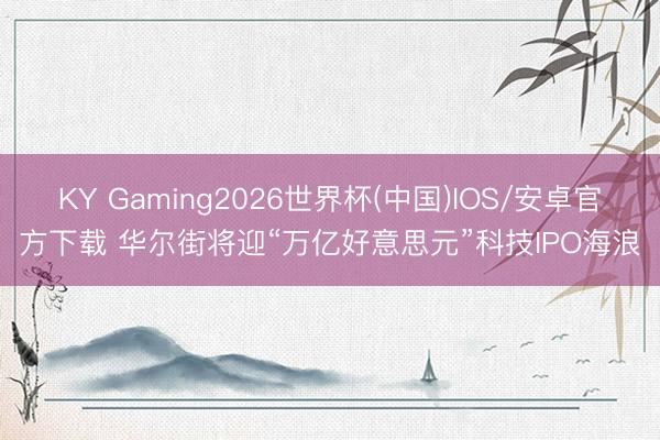 KY Gaming2026世界杯(中国)IOS/安卓官方下载 华尔街将迎“万亿好意思元”科技IPO海浪