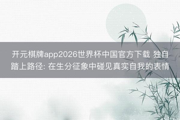 开元棋牌app2026世界杯中国官方下载 独自踏上路径: 在生分征象中碰见真实自我的表情